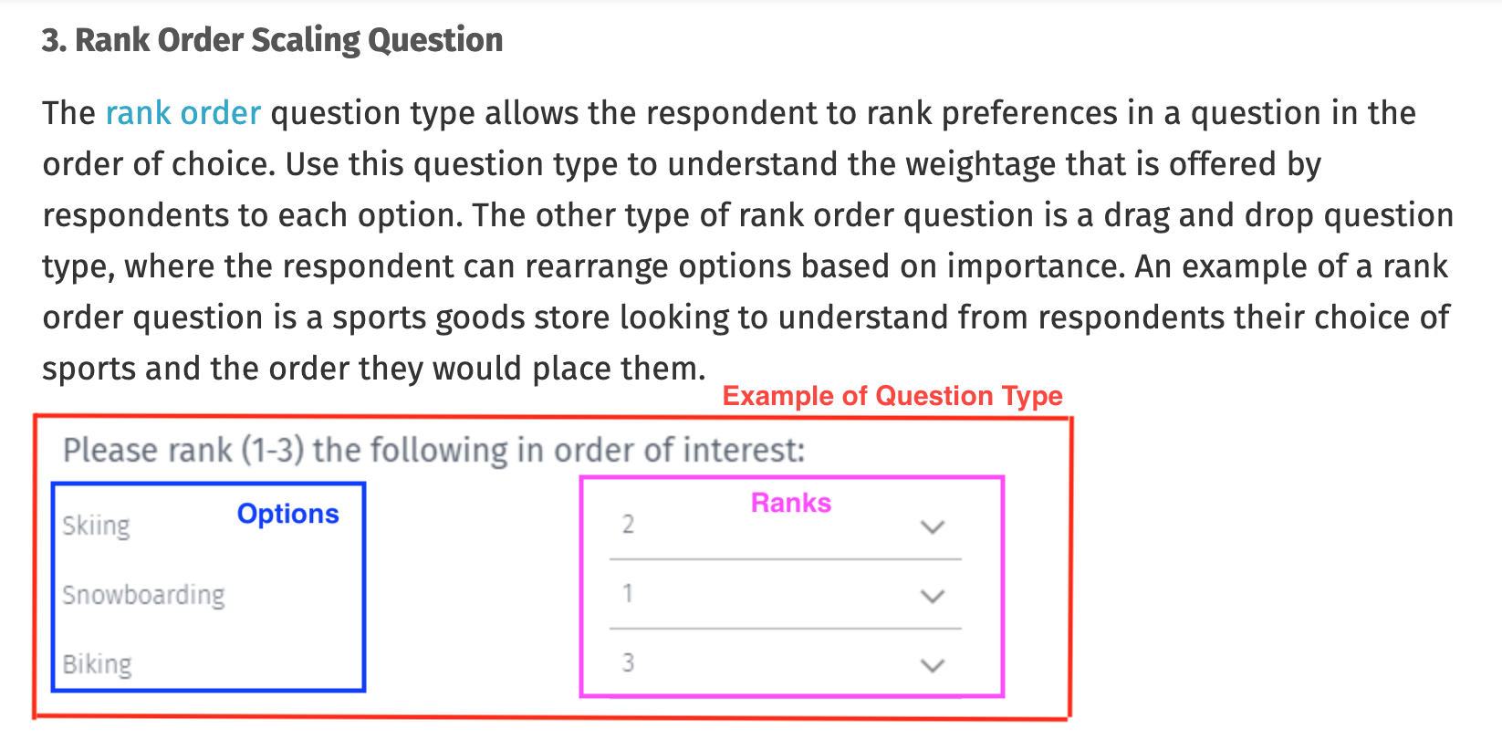 Rank Order Question Type