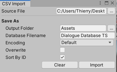 Specify CSV