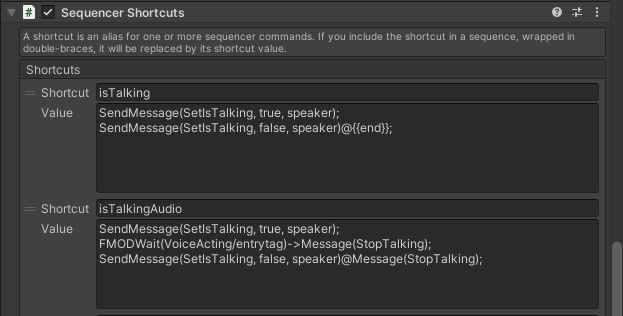 My sequencer shortcuts for text and audio sequences.