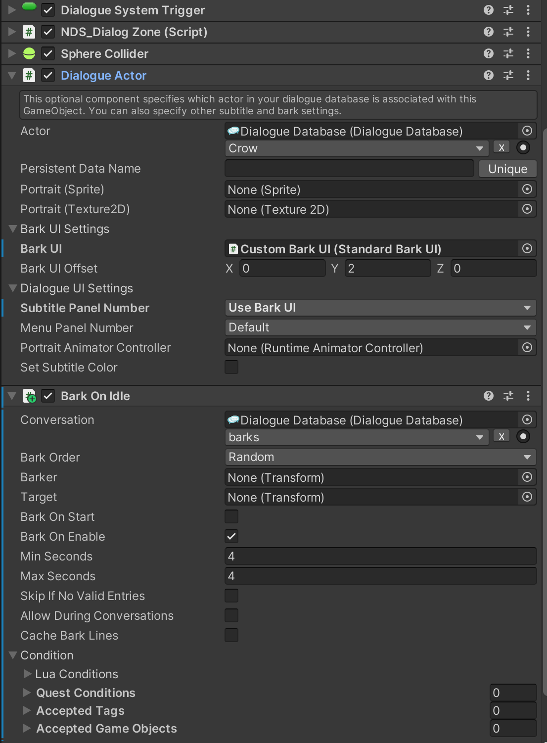 The DialogZone GameObject